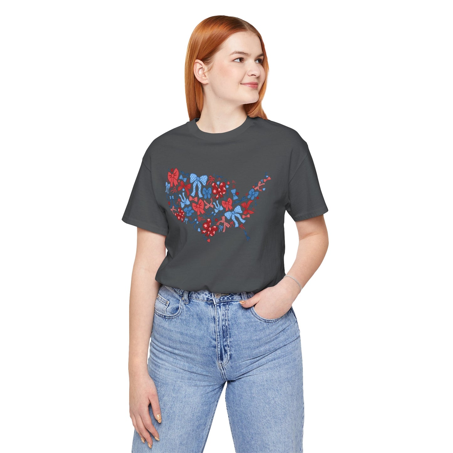 Patriotic Love Tee, Unisex T-shirt for Independence Day, Heart Print Shirt, Gift for Him or Her, Casual Wear, Summer Style