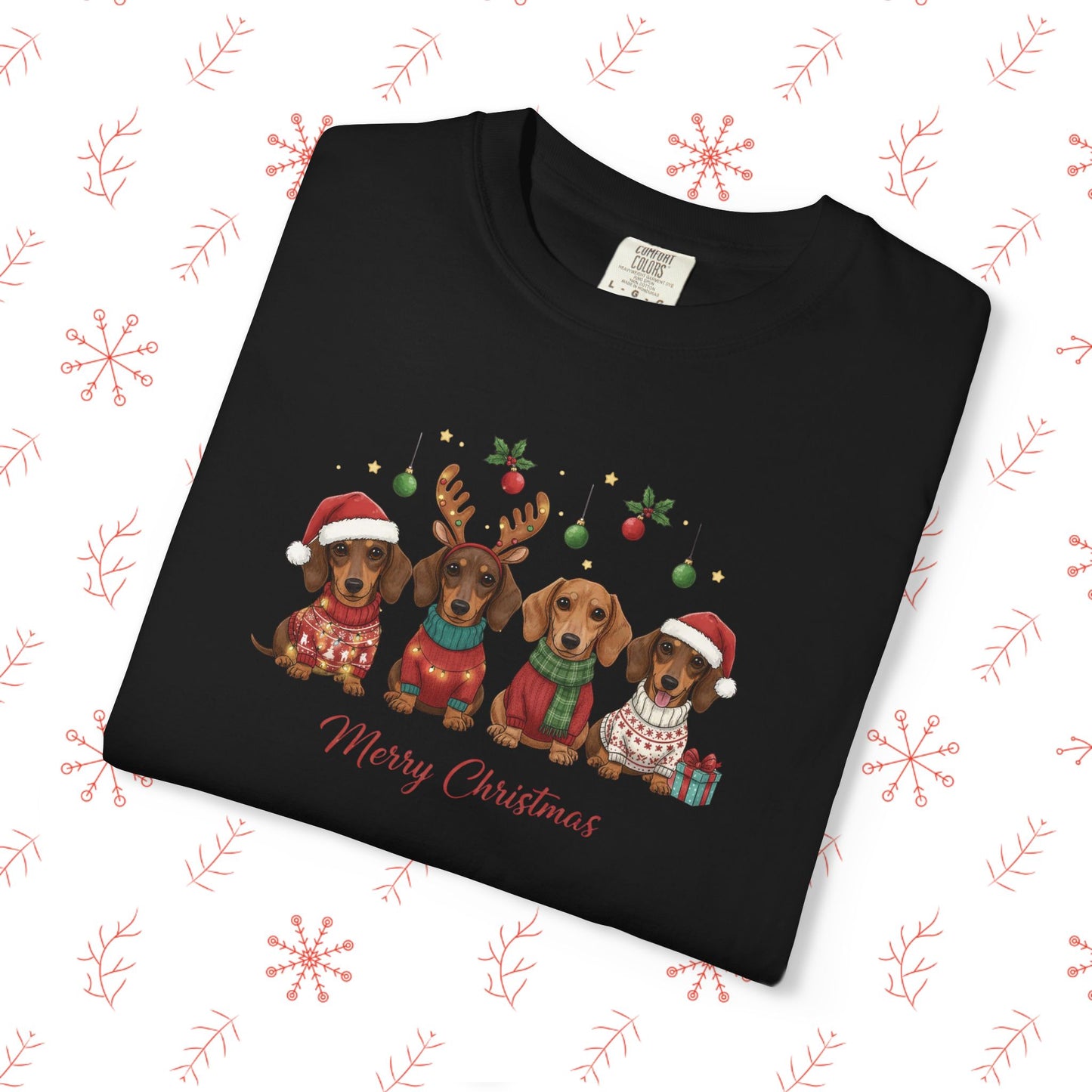 Christmas Dachshund Dogs T-Shirt - Merry Christmas Cute Holiday Tee