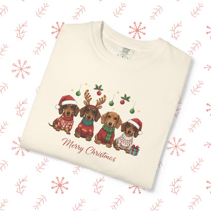 Christmas Dachshund Dogs T-Shirt - Merry Christmas Cute Holiday Tee