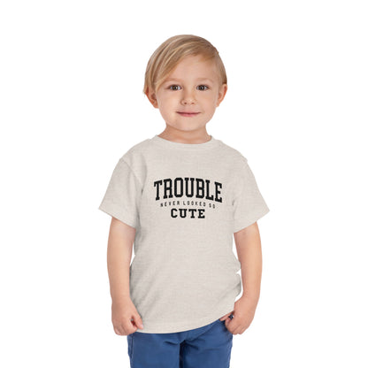 Cute Toddler Tee - "Trouble Never Looked So Cute" - Playful Gift for Kids, Birthday Wear, Baby Shower Present, Humor Tee