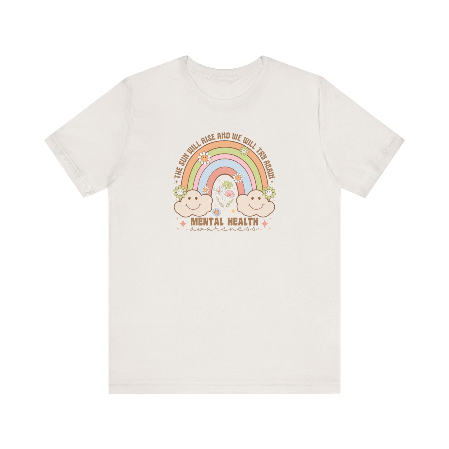 Mental Cloud Tee, Cute Rainbow Graphic Shirt, Comfort for Every Day, Gift for Friends, LGBTQ+ Pride, Self-Care Apparel
