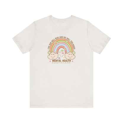 Mental Cloud Tee, Cute Rainbow Graphic Shirt, Comfort for Every Day, Gift for Friends, LGBTQ+ Pride, Self-Care Apparel