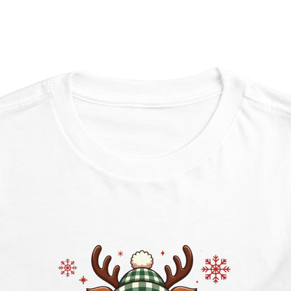 Personalized Toddler Tee — Cute Reindeer Christmas Name Shirt