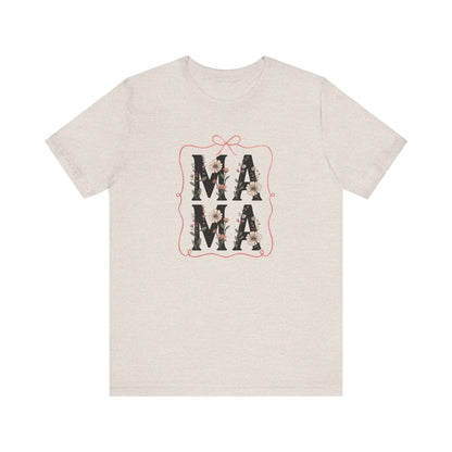 Floral Mama Tee - Perfect Gift for Moms, Mother's Day, Family Gatherings, Casual Wear, Baby Shower