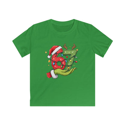 Kids Tee — Festive '67' Christmas Number Design with Santa Hat & Reindeer Antlers