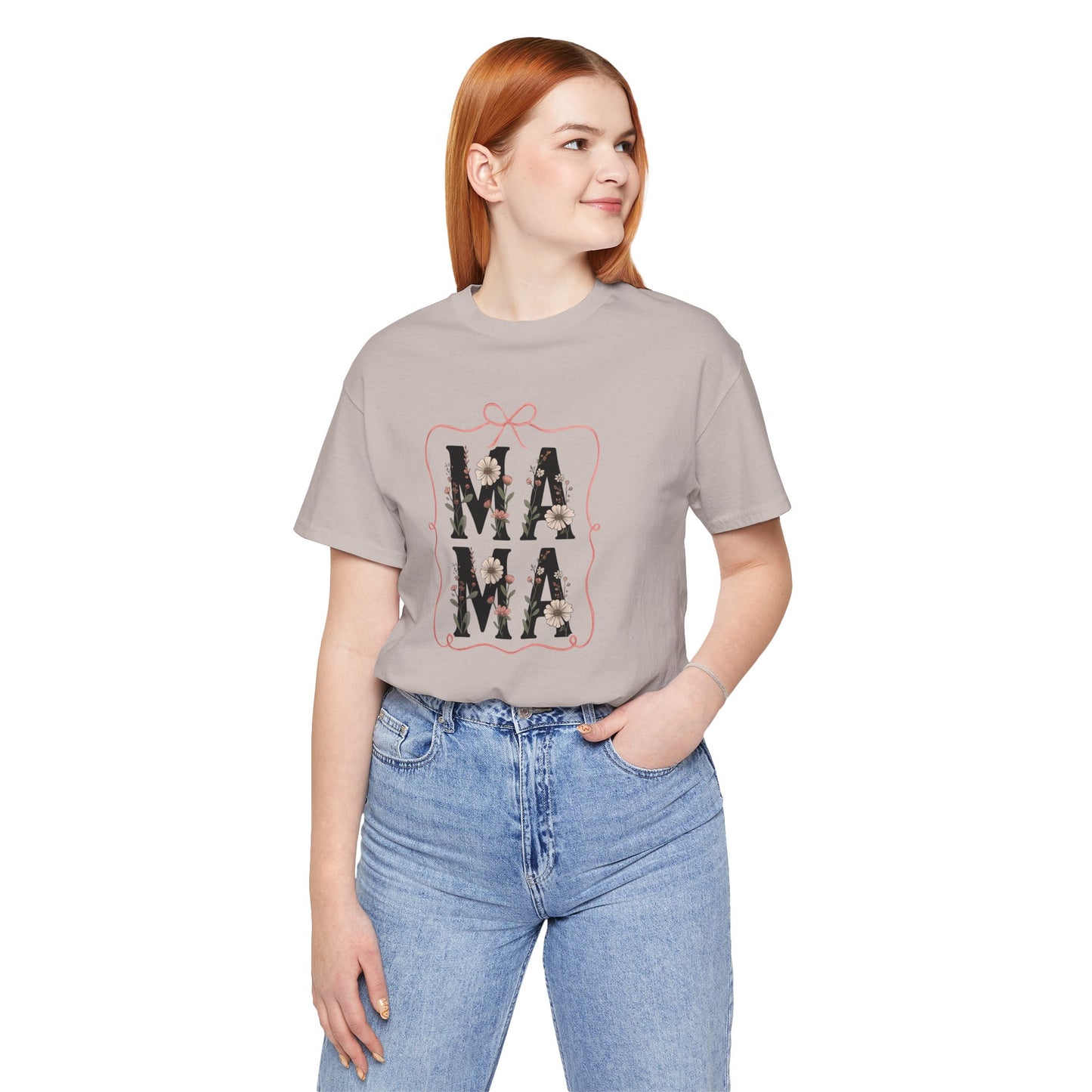 Floral Mama Tee - Perfect Gift for Moms, Mother's Day, Family Gatherings, Casual Wear, Baby Shower