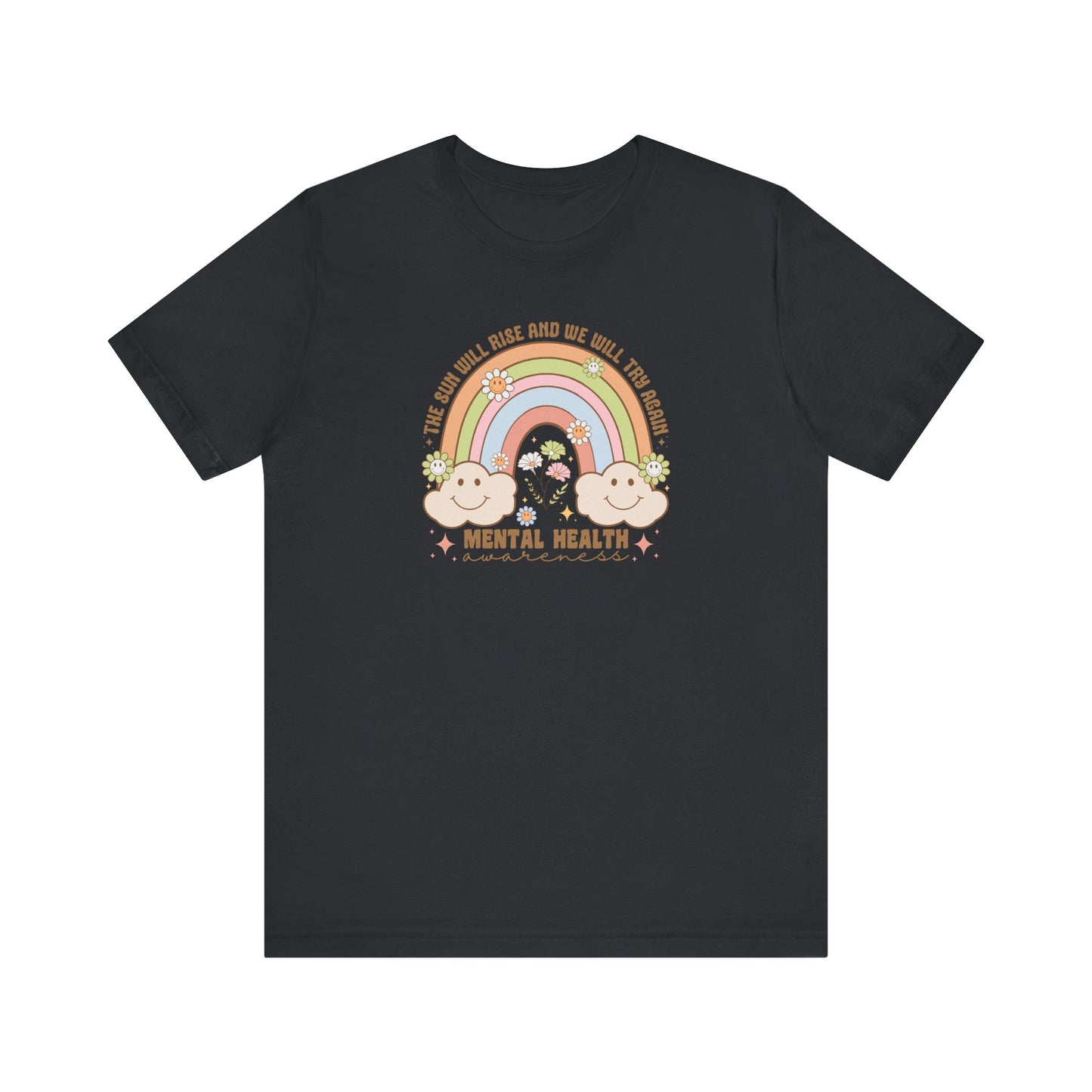 Mental Cloud Tee, Cute Rainbow Graphic Shirt, Comfort for Every Day, Gift for Friends, LGBTQ+ Pride, Self-Care Apparel