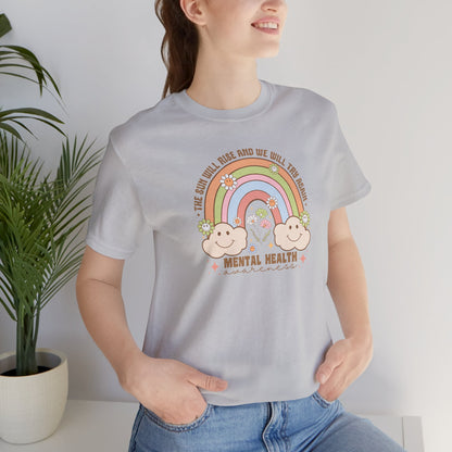 Mental Cloud Tee, Cute Rainbow Graphic Shirt, Comfort for Every Day, Gift for Friends, LGBTQ+ Pride, Self-Care Apparel