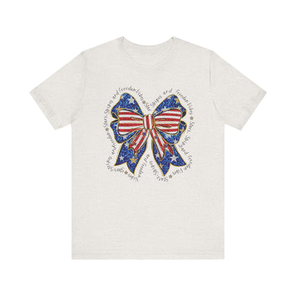 Patriotic Bow Tee - Unisex Jersey Short Sleeve T-Shirt, Independence Day Outfit, Festive Wear, 4th of July Celebration, Casual Summer Shirt