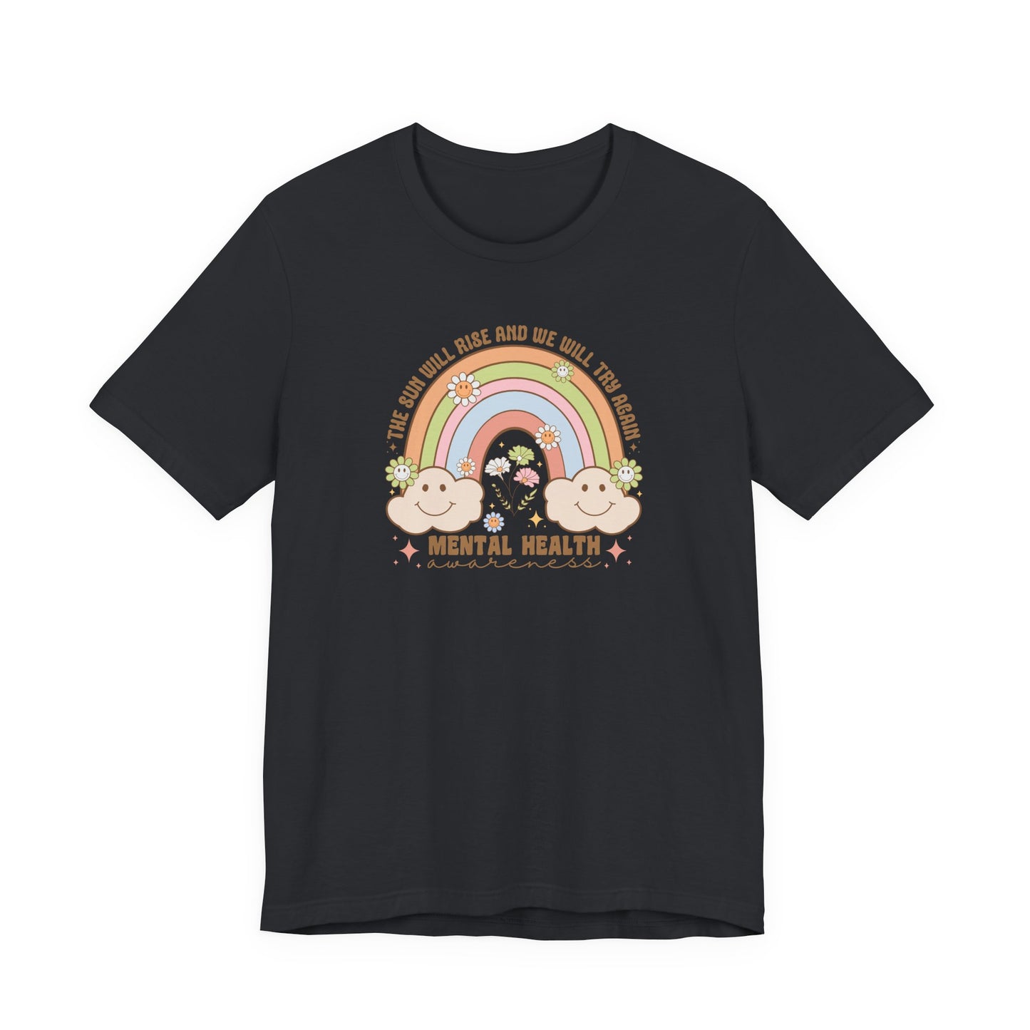Mental Cloud Tee, Cute Rainbow Graphic Shirt, Comfort for Every Day, Gift for Friends, LGBTQ+ Pride, Self-Care Apparel