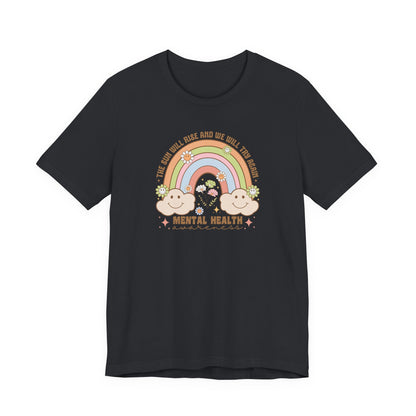Mental Cloud Tee, Cute Rainbow Graphic Shirt, Comfort for Every Day, Gift for Friends, LGBTQ+ Pride, Self-Care Apparel
