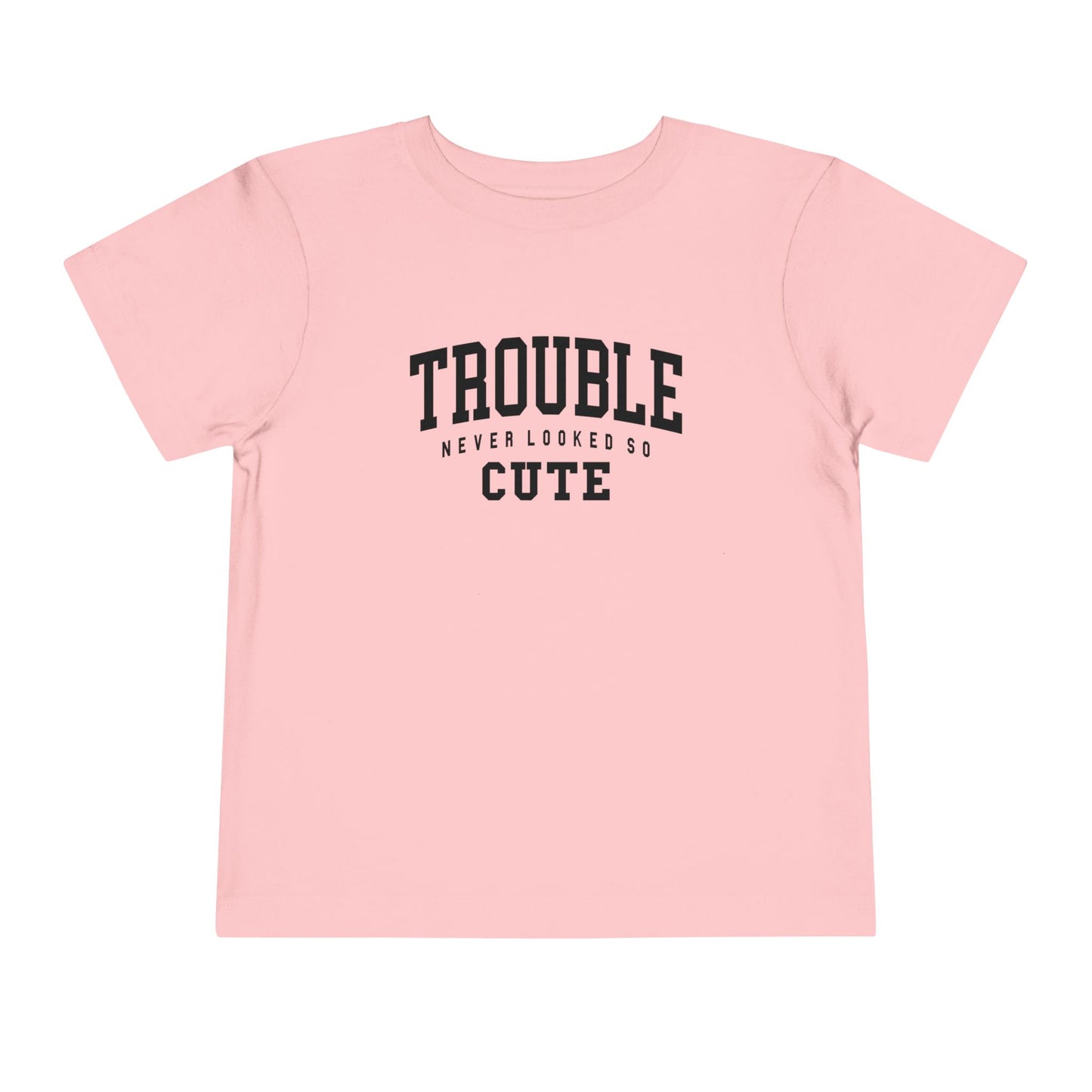 Cute Toddler Tee - "Trouble Never Looked So Cute" - Playful Gift for Kids, Birthday Wear, Baby Shower Present, Humor Tee