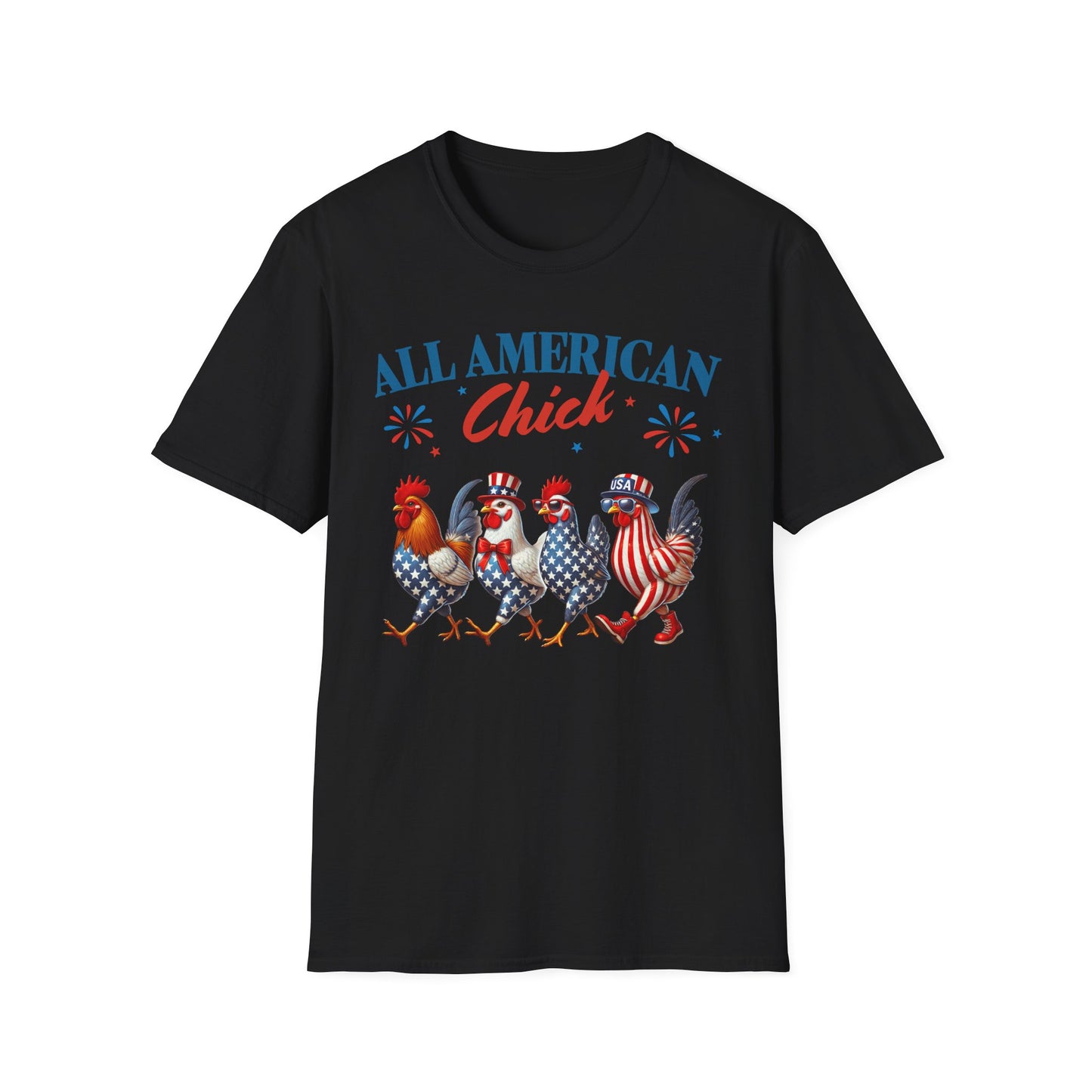 All American Chick T-Shirt, Fun Independence Day Tee, All American Chick Shirt, Cute Farm Animal Apparel, Gift for Chicken Lovers