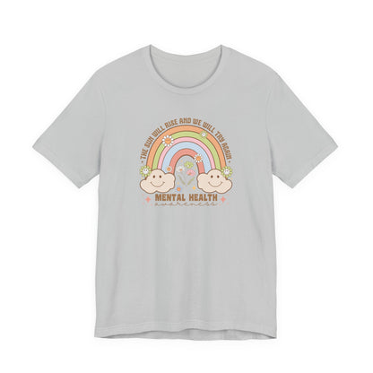 Mental Cloud Tee, Cute Rainbow Graphic Shirt, Comfort for Every Day, Gift for Friends, LGBTQ+ Pride, Self-Care Apparel