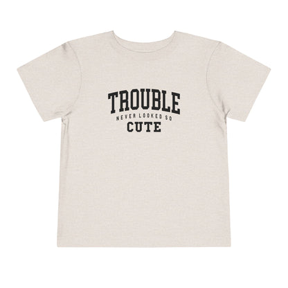 Cute Toddler Tee - "Trouble Never Looked So Cute" - Playful Gift for Kids, Birthday Wear, Baby Shower Present, Humor Tee