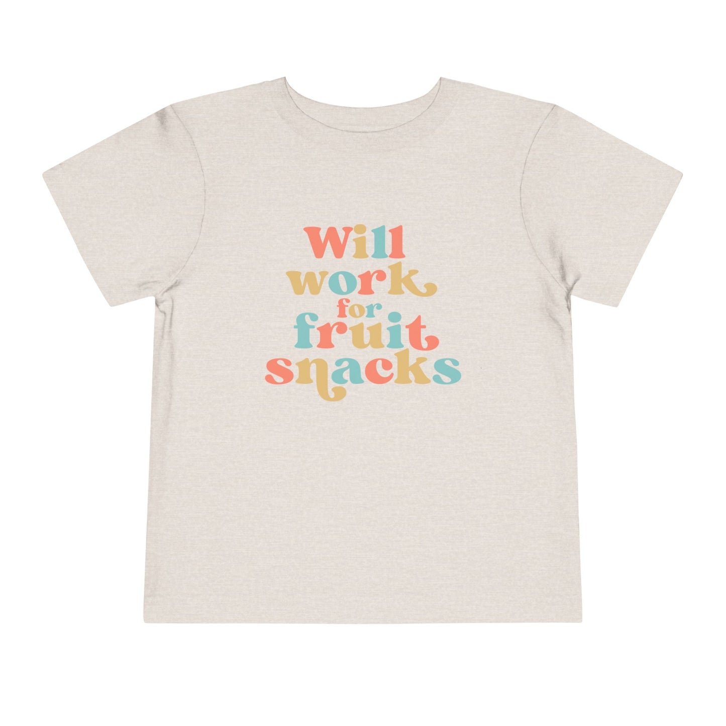 Toddler Short Sleeve Tee - Will Work for Fruit Snacks, Cute Kids T-Shirt, Baby Shower Gift, Toddler Outfit, Summer Wear