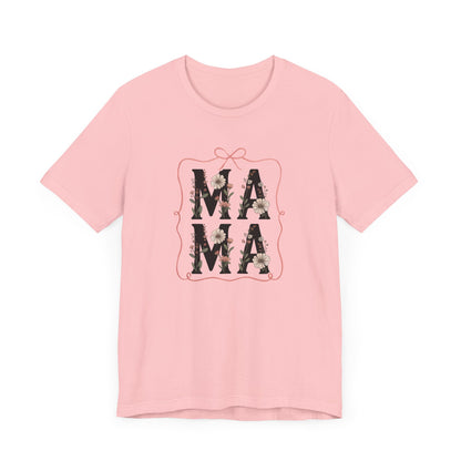 Floral Mama Tee - Perfect Gift for Moms, Mother's Day, Family Gatherings, Casual Wear, Baby Shower
