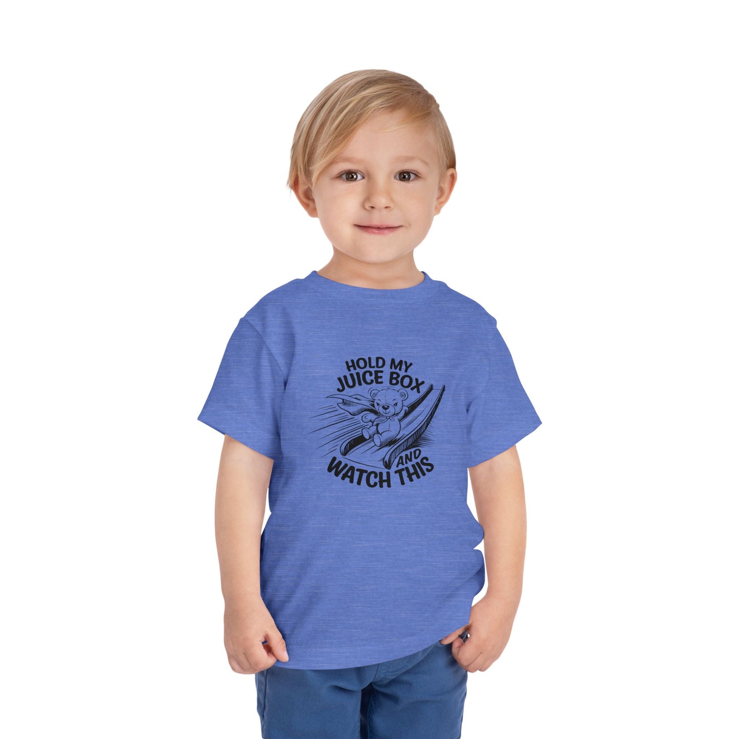 Toddler Short Sleeve Tee - "Hold My Juice Box and Watch This" Fun Kid's Shirt, Birthday Gift, Playdate Apparels, Cute Graphic Tee, [...]