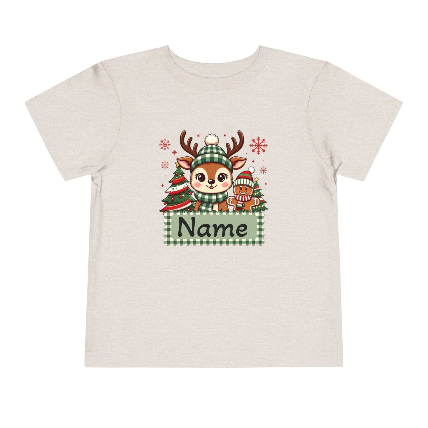 Personalized Toddler Tee — Cute Reindeer Christmas Name Shirt