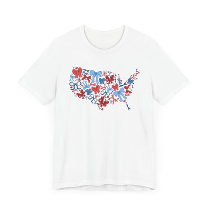 Patriotic Love Tee, Unisex T-shirt for Independence Day, Heart Print Shirt, Gift for Him or Her, Casual Wear, Summer Style