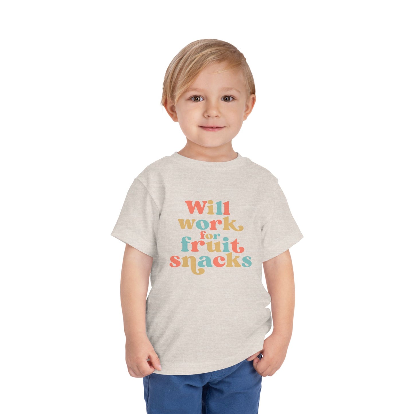 Toddler Short Sleeve Tee - Will Work for Fruit Snacks, Cute Kids T-Shirt, Baby Shower Gift, Toddler Outfit, Summer Wear