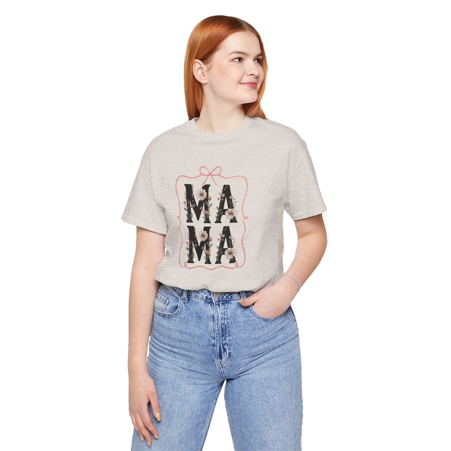 Floral Mama Tee - Perfect Gift for Moms, Mother's Day, Family Gatherings, Casual Wear, Baby Shower