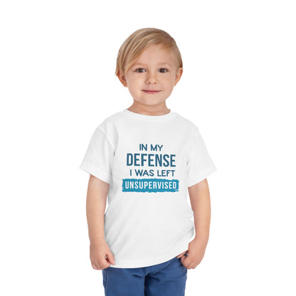 Funny Toddler Tee - "In My Defense I Was Left Unsupervised" - Cute Gift for Kids, Birthday, Fun Playwear, Parent Humor