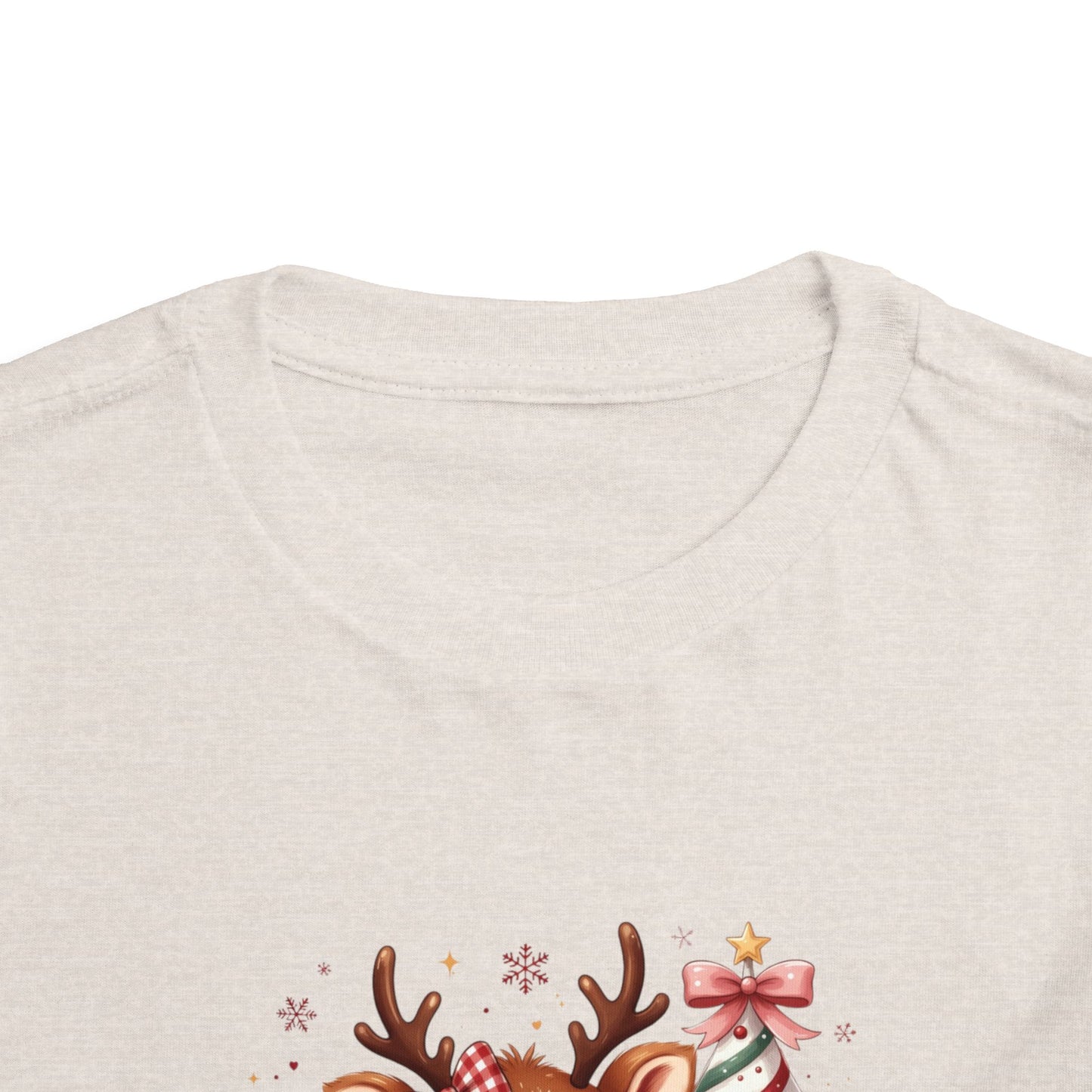 Personalized Toddler Tee - Cute Reindeer Christmas Name Shirt