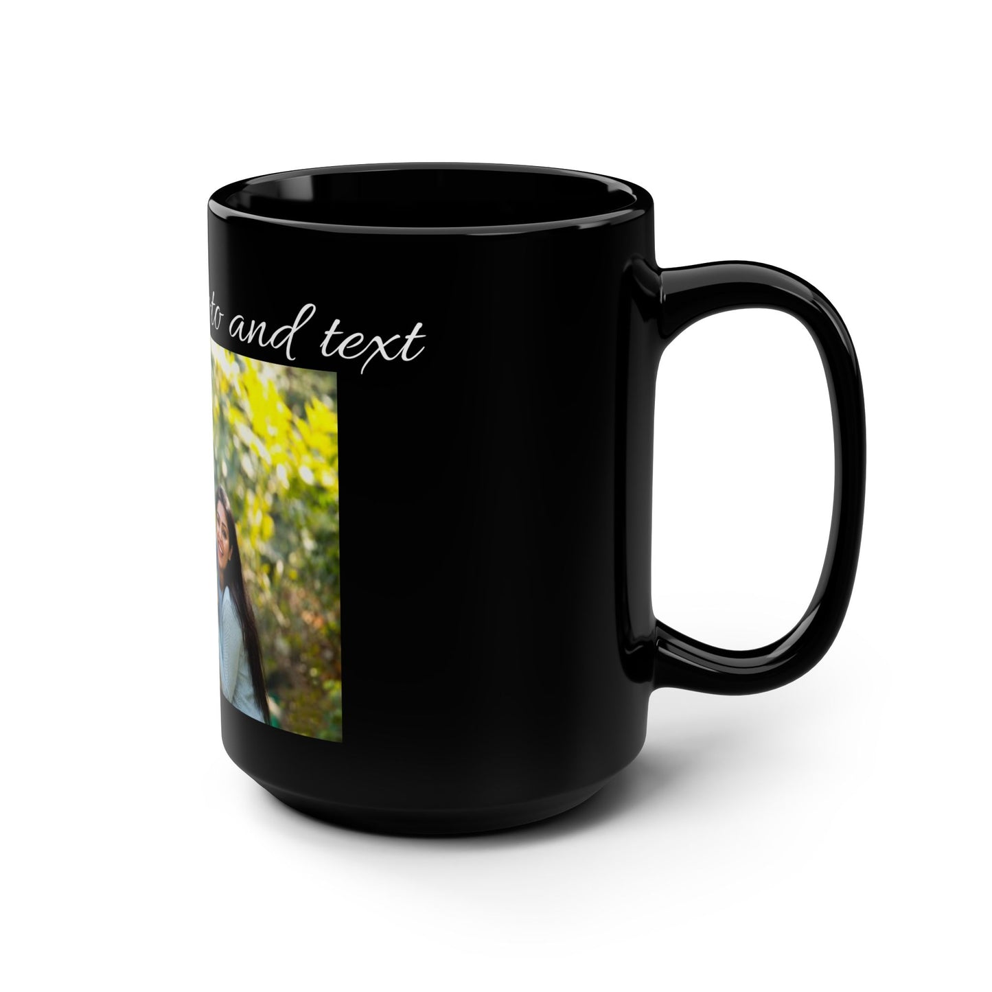 Personalized Photo Black Mug — Custom Name & Text 15oz