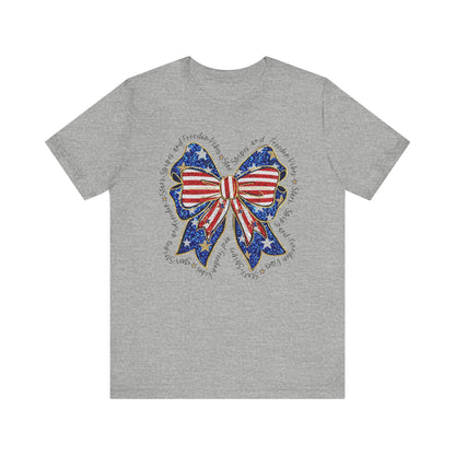 Patriotic Bow Tee - Unisex Jersey Short Sleeve T-Shirt, Independence Day Outfit, Festive Wear, 4th of July Celebration, Casual Summer Shirt