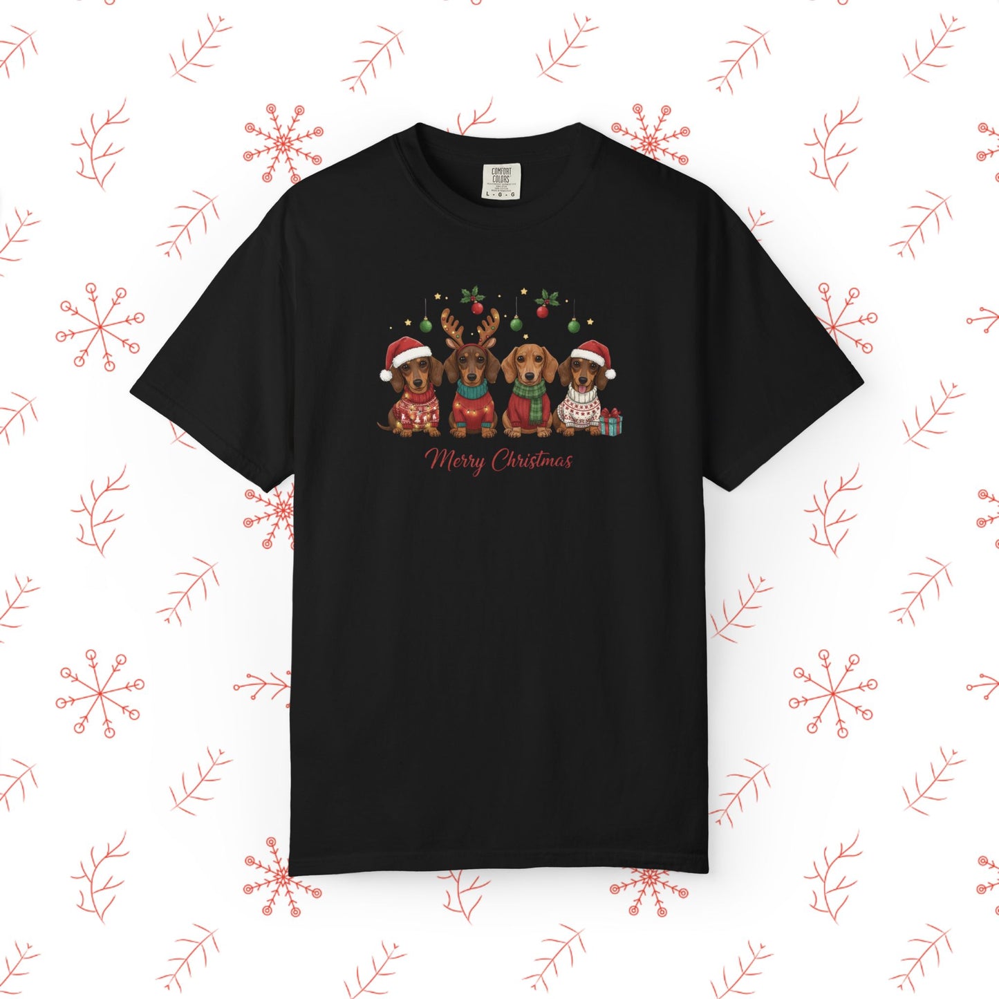 Christmas Dachshund Dogs T-Shirt - Merry Christmas Cute Holiday Tee