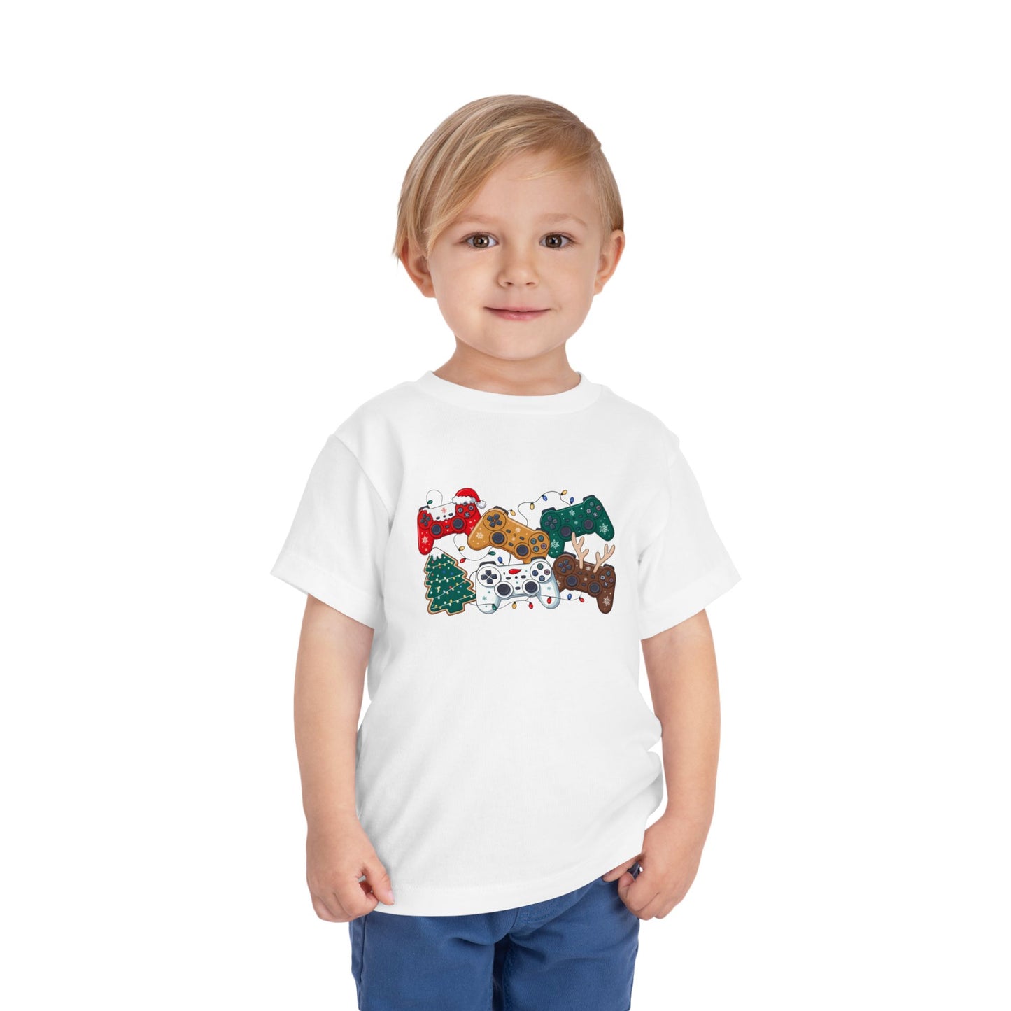 Toddler Tee — Festive Video Game Controllers Christmas Design