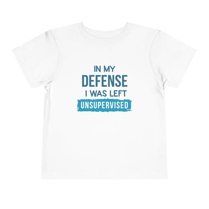 Funny Toddler Tee - "In My Defense I Was Left Unsupervised" - Cute Gift for Kids, Birthday, Fun Playwear, Parent Humor