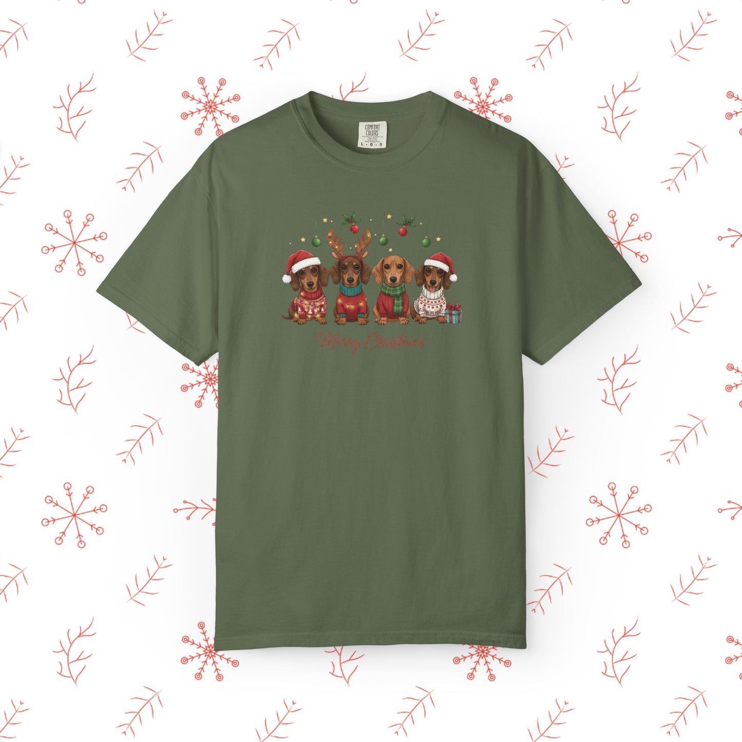 Christmas Dachshund Dogs T-Shirt - Merry Christmas Cute Holiday Tee