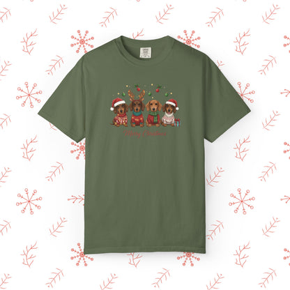Christmas Dachshund Dogs T-Shirt - Merry Christmas Cute Holiday Tee