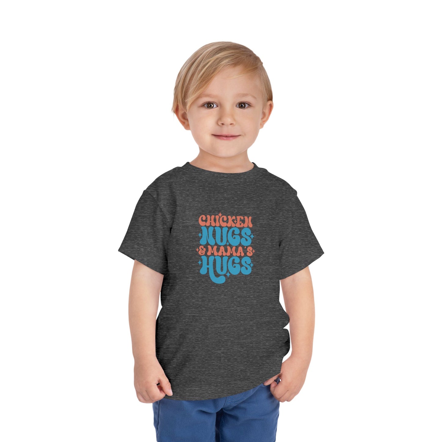 Toddler Short Sleeve Tee - 'Chicken Hugs & Mama's Hugs' - Cute Kid's T-Shirt, Fun Gift for Birthdays, Playdates, Family Gatherings