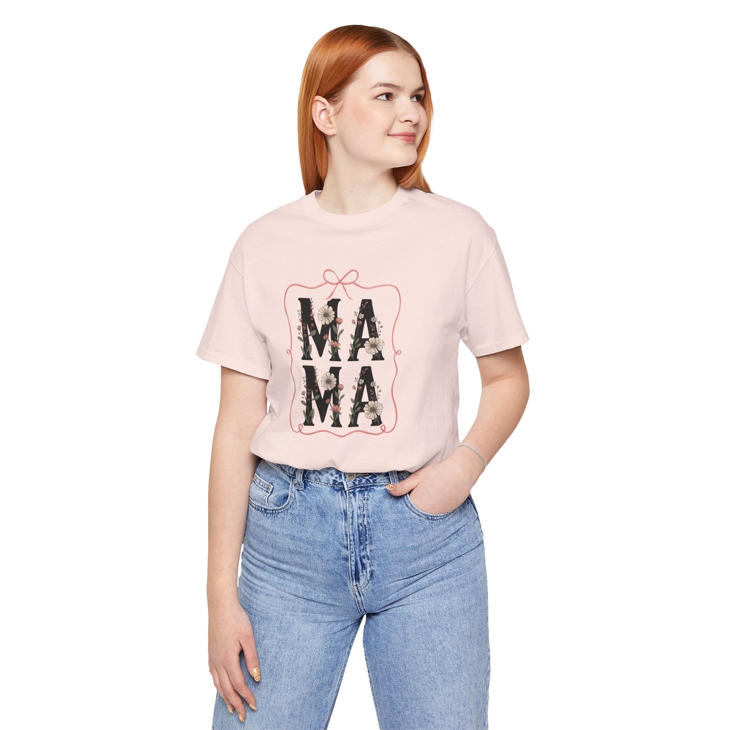 Floral Mama Tee - Perfect Gift for Moms, Mother's Day, Family Gatherings, Casual Wear, Baby Shower