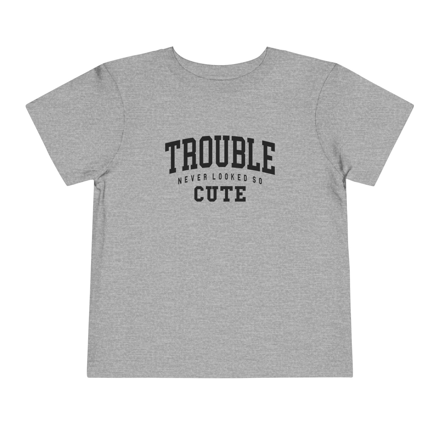 Cute Toddler Tee - "Trouble Never Looked So Cute" - Playful Gift for Kids, Birthday Wear, Baby Shower Present, Humor Tee
