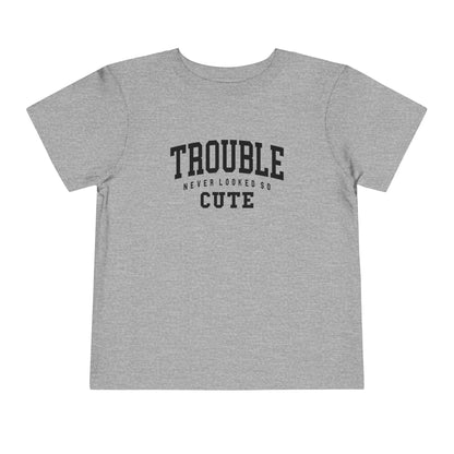 Cute Toddler Tee - "Trouble Never Looked So Cute" - Playful Gift for Kids, Birthday Wear, Baby Shower Present, Humor Tee