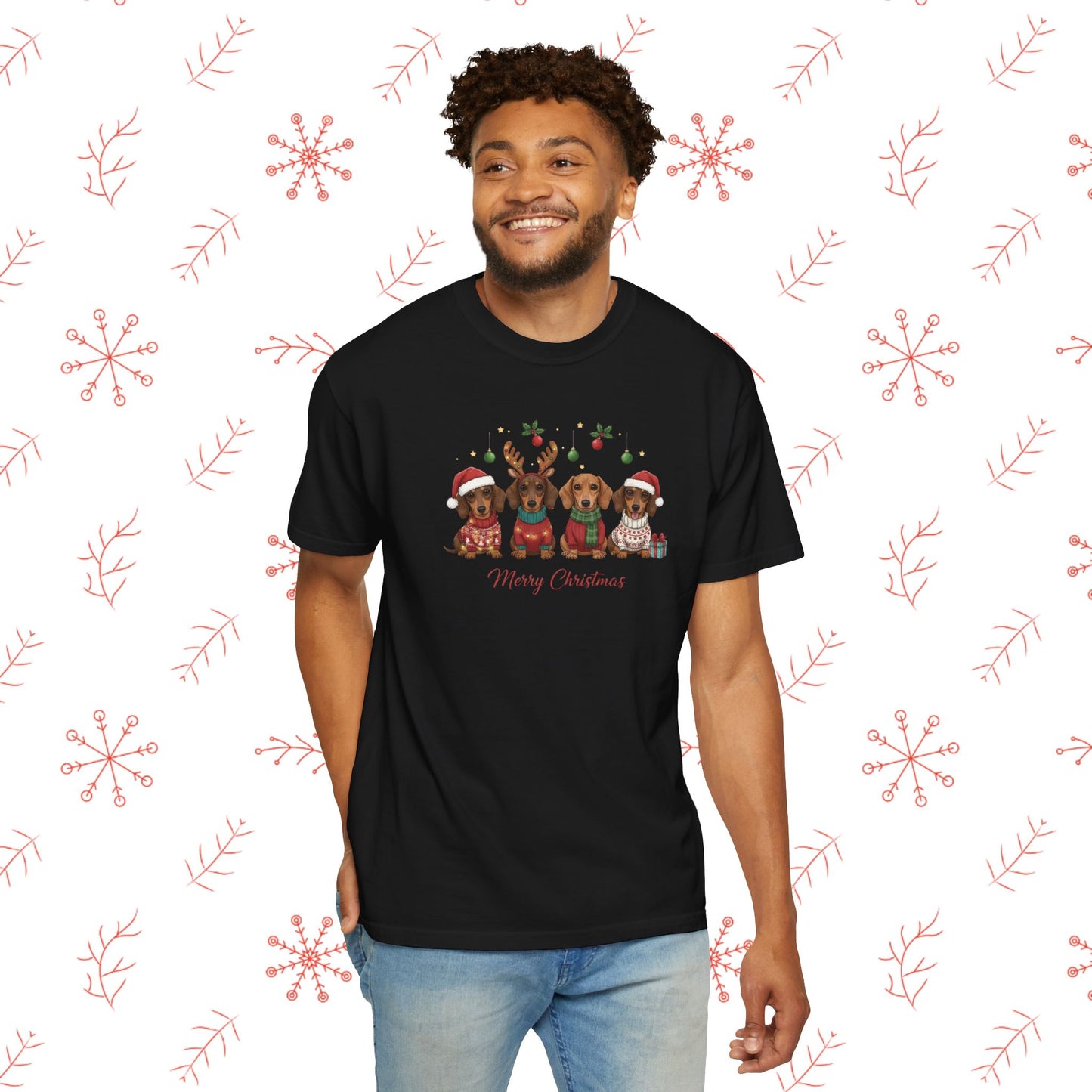 Christmas Dachshund Dogs T-Shirt - Merry Christmas Cute Holiday Tee