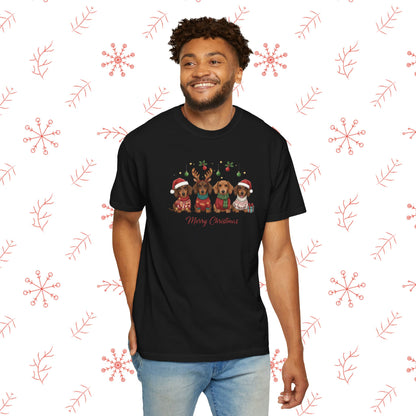 Christmas Dachshund Dogs T-Shirt - Merry Christmas Cute Holiday Tee