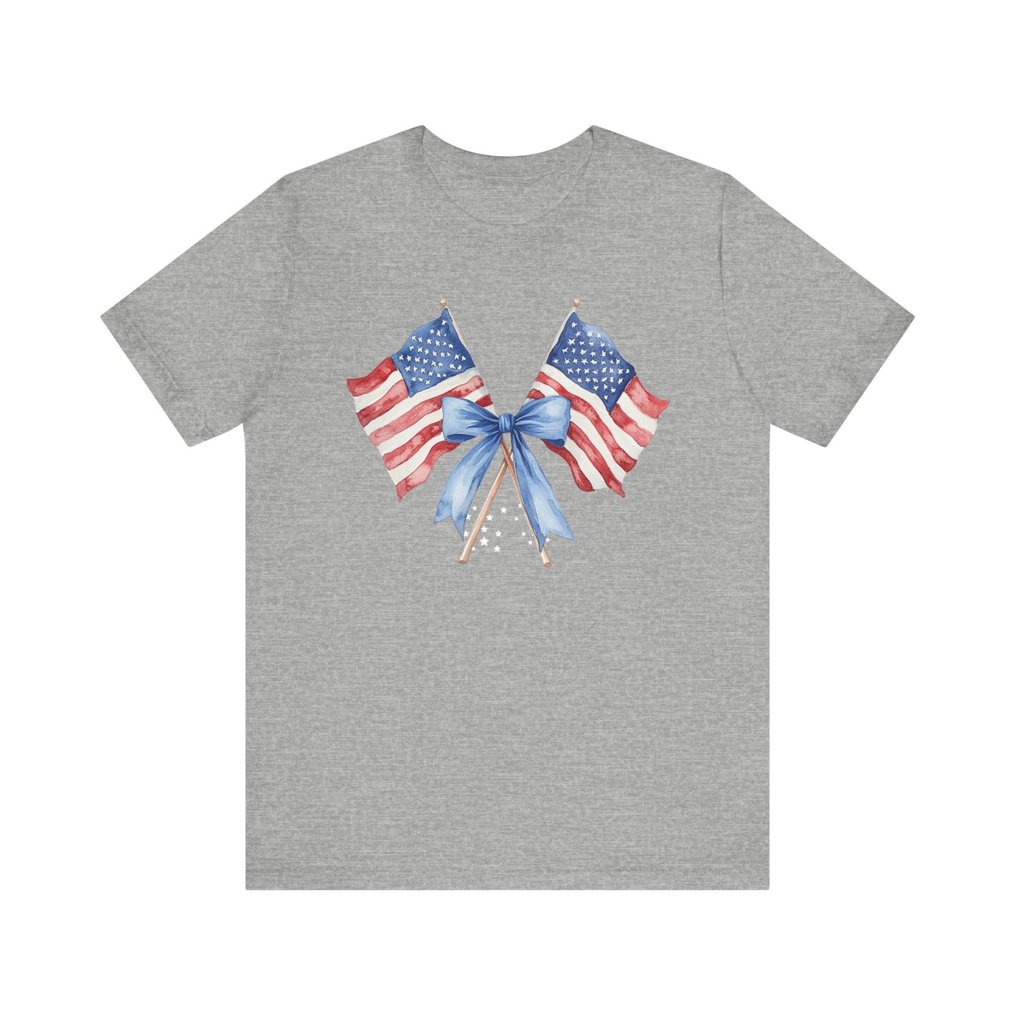 Patriotic Tee with Two American Flags and Bow, Independence Day Shirt, Fourth of July Outfit, Summer BBQ Apparel, Unisex T-Shirt for [...]