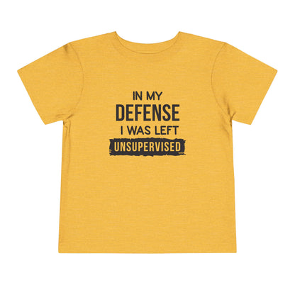 Funny Toddler Tee - "In My Defense I Was Left Unsupervised" - Cute Gift for Kids, Humor Tee, Playtime Wear, Birthday Shirt, Family [...]