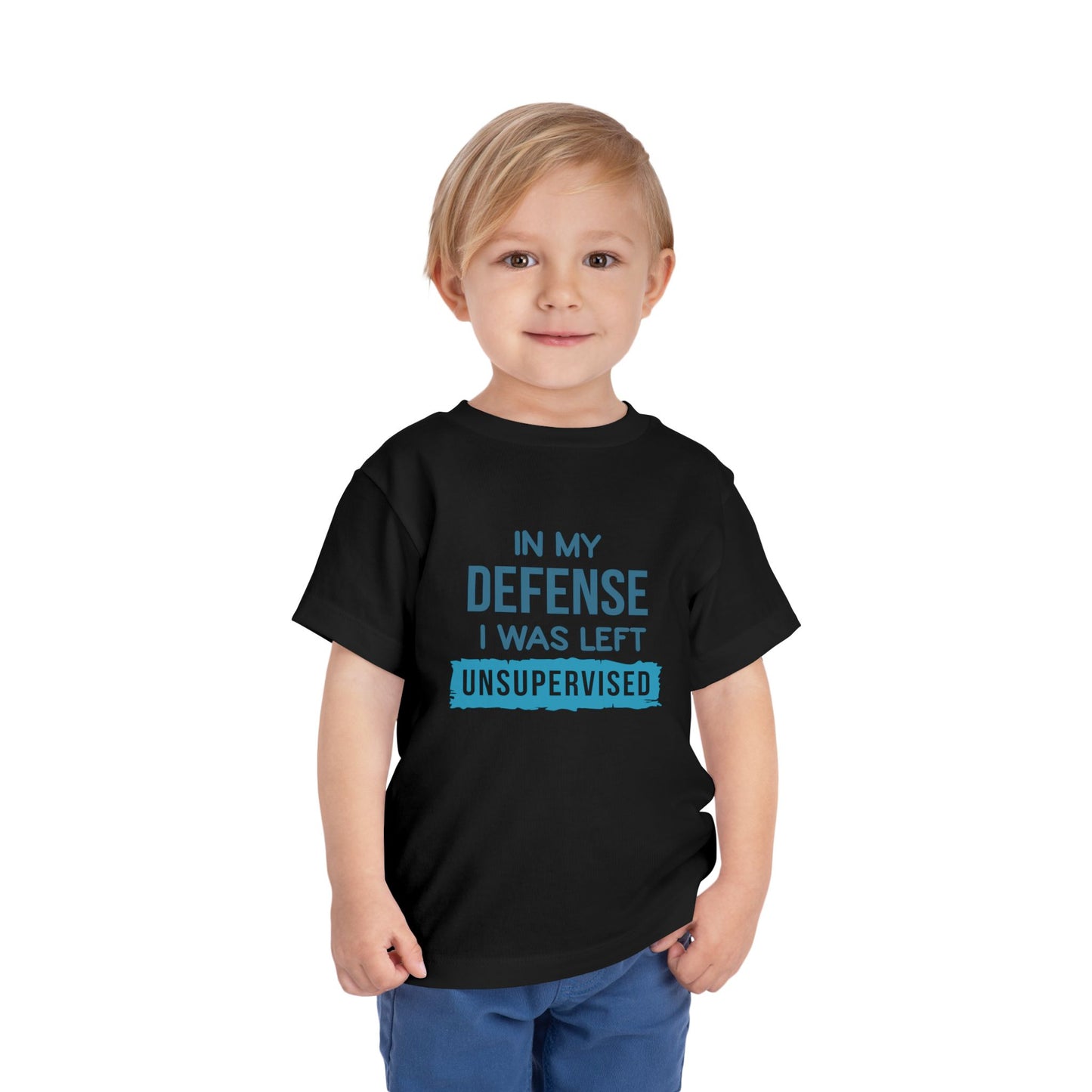 Funny Toddler Tee - "In My Defense I Was Left Unsupervised" - Cute Gift for Kids, Birthday, Fun Playwear, Parent Humor