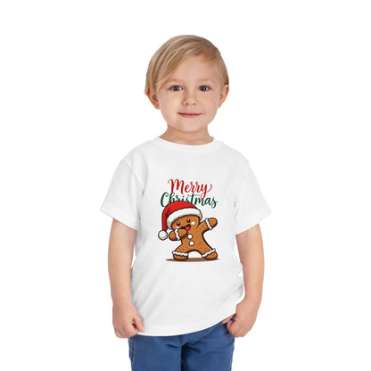 Toddler Christmas Tee — Dabbing Gingerbread with "Merry Christmas"