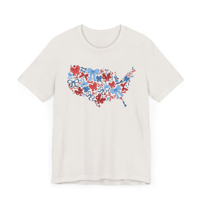 Patriotic Love Tee, Unisex T-shirt for Independence Day, Heart Print Shirt, Gift for Him or Her, Casual Wear, Summer Style