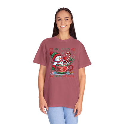 Holiday Snowman T-Shirt — "I'm Fine, It's Fine, Just Having a Meltdown" Christmas Graphic Tee