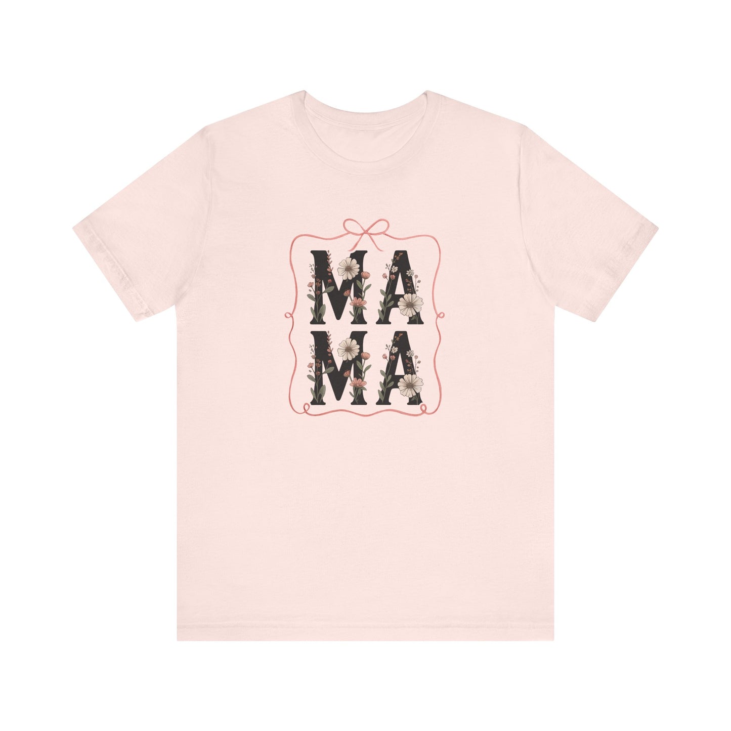 Floral Mama Tee - Perfect Gift for Moms, Mother's Day, Family Gatherings, Casual Wear, Baby Shower