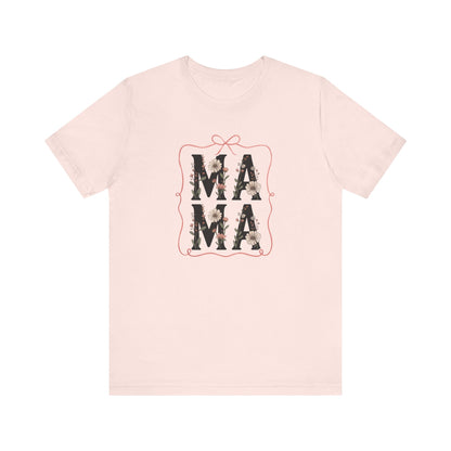 Floral Mama Tee - Perfect Gift for Moms, Mother's Day, Family Gatherings, Casual Wear, Baby Shower