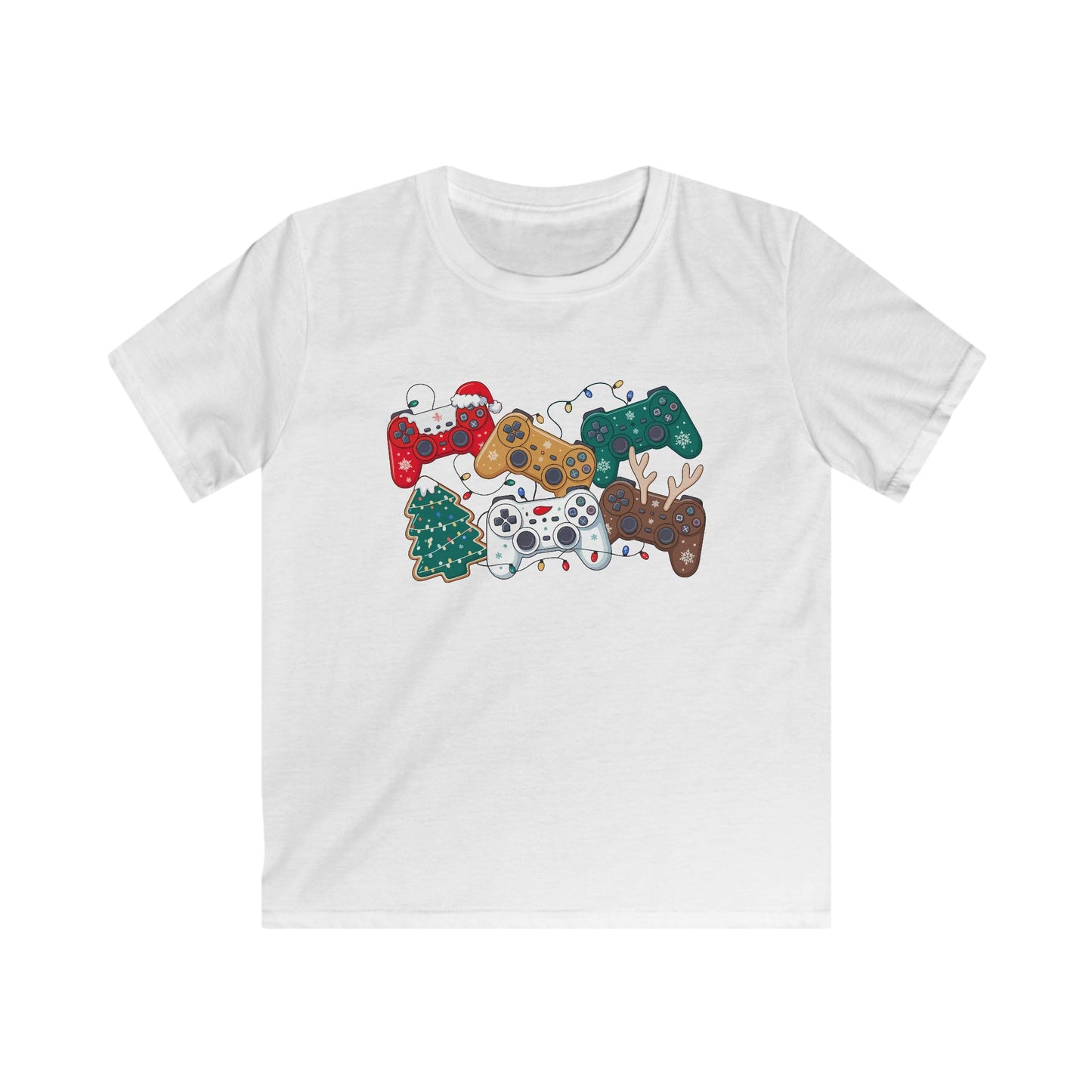 Kids Tee — Holiday Video Game Controllers Christmas Design